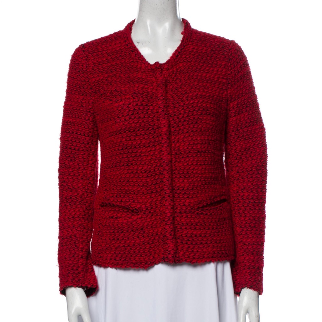 Iro Jacket Agnette Boucle Size 38 Red And Black Nwt Color Of The Year